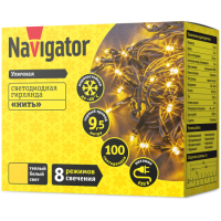 Гирлянда Navigator 61 823 NGF-S01-100WW-10-9.5m-230-C8-BL-IP44 желтая уличная