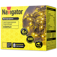 Гирлянда Navigator 61 804 NGF-S01-100WW-5-6.5m-230-C8-G-IP20  желтая