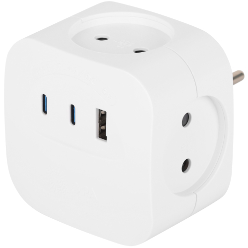 Разветвитель ЭРА SP-4-3USBAC-W на 4 розетки + 3 USB A+C со шторками 10А белый