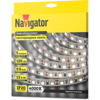 СД Лента Navigator 71 408 NLS-3528W120-9.6-IP20-12V R5 4000K