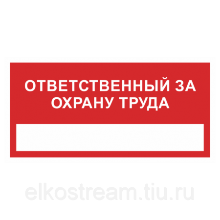 Знак "Ответствен. за охрану труда" 200х100