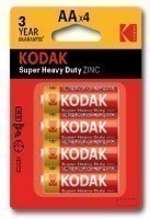 Батарейки Kodak R6-4BL SUPER HEAVY DUTY Zinc [KAAHZ-4] (80/400/26400) пальчиковые
