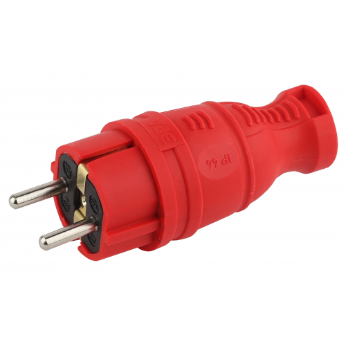 Вилка ЭРА V8-RED-IP44 каучуковая с заземлением прямая 16A IP44 красная(30)