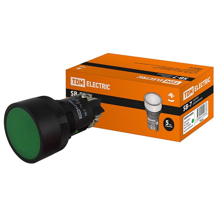 Кнопка SB-7 "Пуск" зеленая 1з d22мм/230В TDM