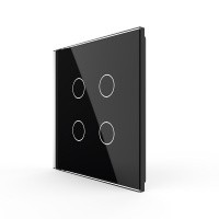 Панель для сенсорного выключателя Livolo UK стандарт, 4 клавиши, цвет черный, стекло