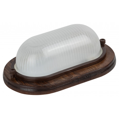 Светильник НБО 04-60-021 Кантри дерево/стекло IP54 Е27 60Вт 232х140 овал орех  ЭРА