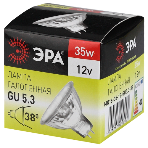 Лампа галог. GU5.3--MR16-35W-12V-CL (софит, нетр., 35Вт) ЭРА