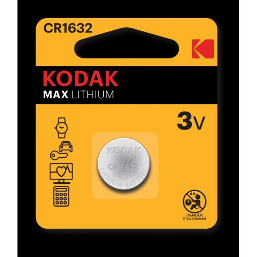 Батарейки Kodak CR1632-1BL MAX Lithium (60/240/50400) 1шт/уп