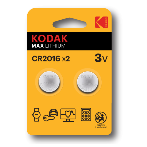 Батарейки Kodak CR2016-2BL MAX Lithium (60/240/43200) 2шт/уп
