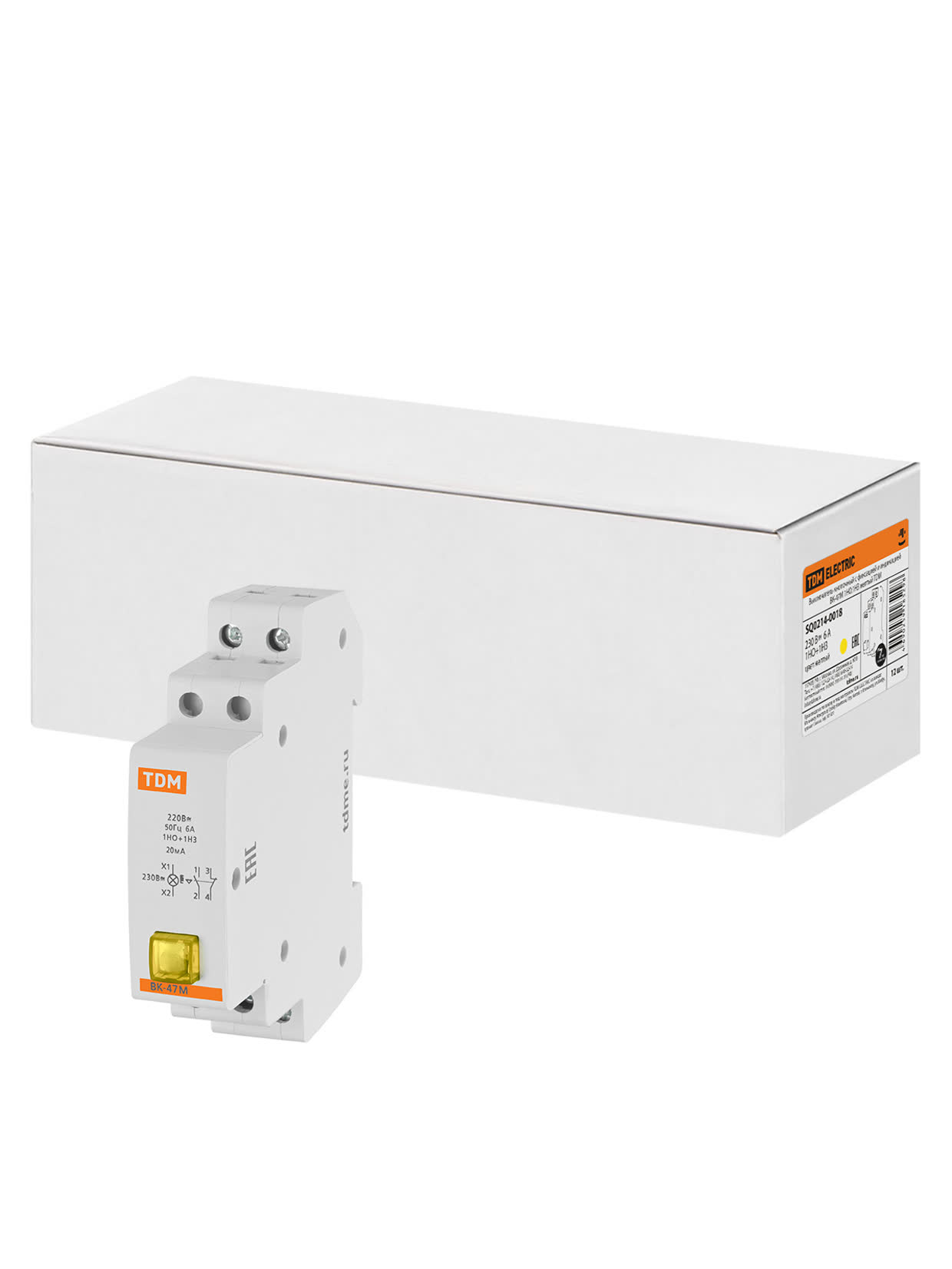 Выключатель кнопочный c фиксацией и индикацией ВК-47M 1НО; 1НЗ желтый TDM