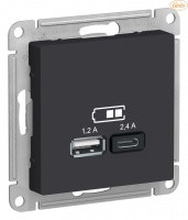 ATN001039 Розетка USB А+С, мех., карбон