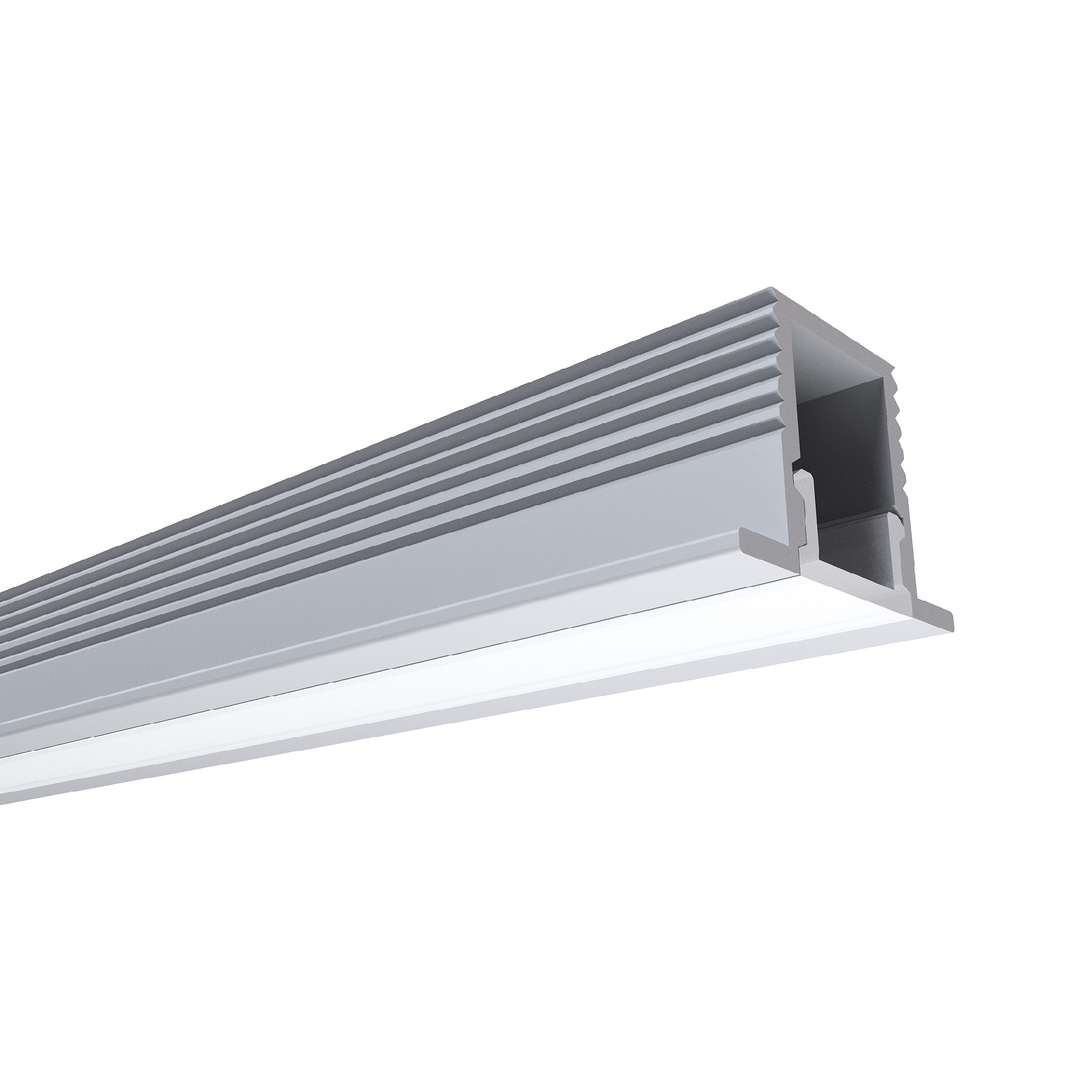 Профиль алюмин. встр. серебро,12,4х9мм,2м,шир.ленты до 5мм,(рассеив.бел.мат.заглушки 2шт,крепеж 4шт)