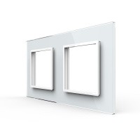Рамка для розетки Livolo 2 поста, цвет белый, стекло