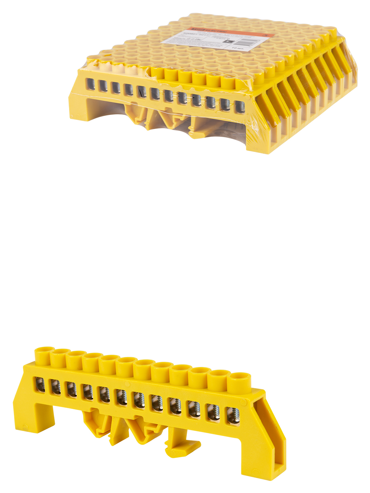 Шина &quot;PE&quot; &quot;земля&quot; в желтом изоляторе на DIN-рейку 8x12мм 16 групп TDM