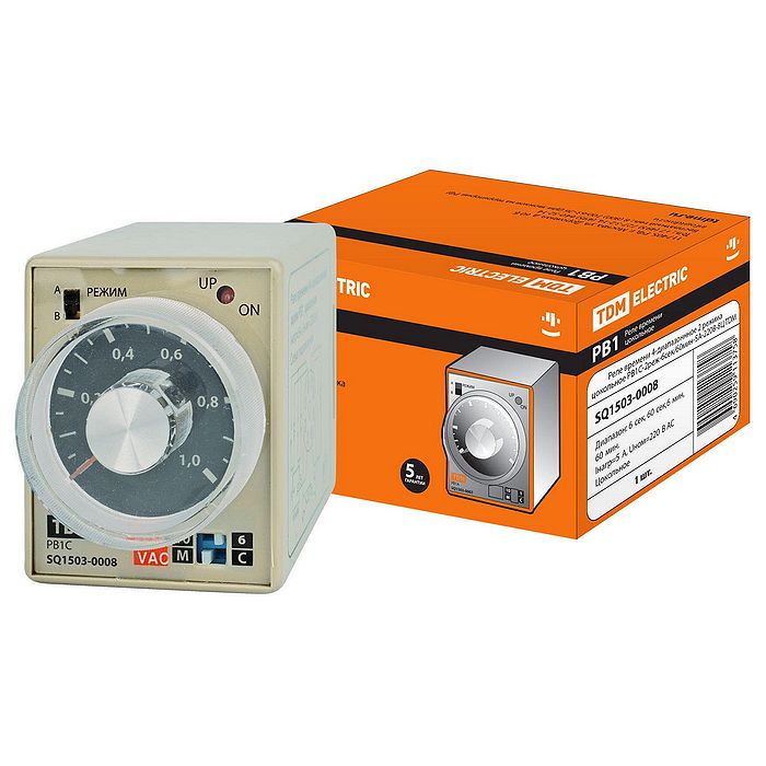 Реле времени 4-диапазонное цокольное РВ1C-2реж-6сек/60мин-5А-220В-8Ц TDM