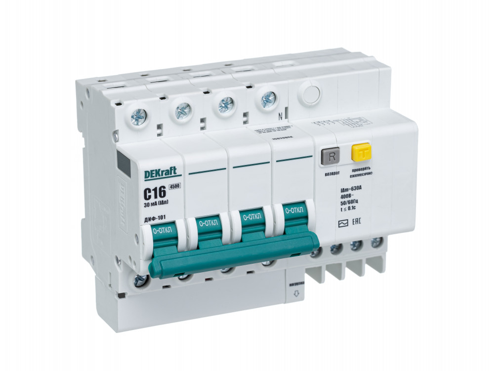 Дифференциальный автомат 15020DEK ДИФ101-4,5кА-4Р-016A-030-C