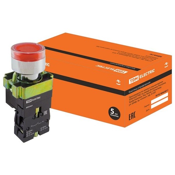Кнопка BW3461 с подсв., красн., 1з TDM