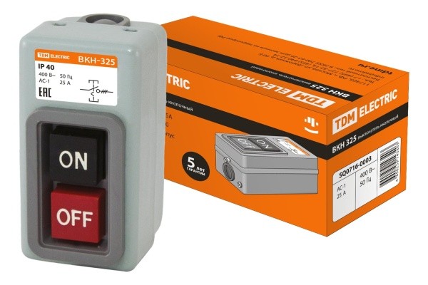 Выключатель кноп. с блокир. ВКН-325 3Р 25А 230/400В IP40 TDM остаток