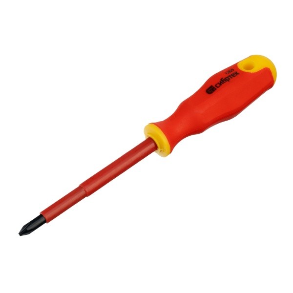 Отвертка диэл. PH2x100mm CrV, до 1000В, двухкомпонент. рукоятка Сибртех остаток