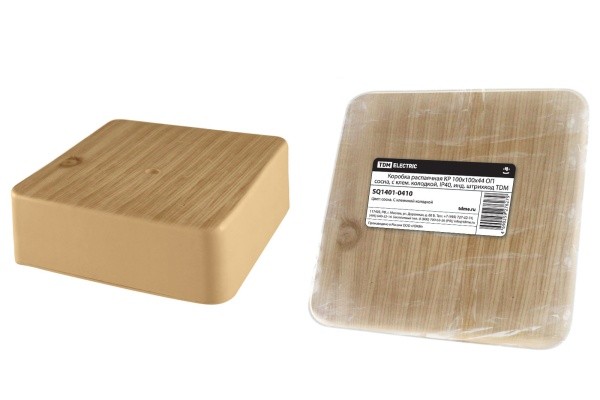 Коробка распаячная КР 100х100х44 ОП сосна, с клем. колодкой, IP40, инд. штрихкод TDM остаток