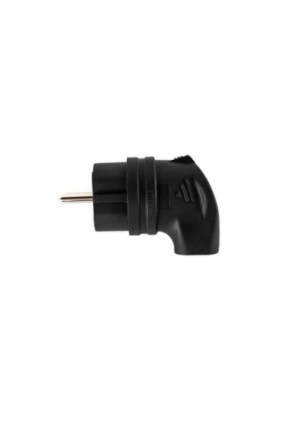 DY-01-01-002 Вилка угловая каучук черная 2Р+РЕ 230V 16А IP44 DYNEL