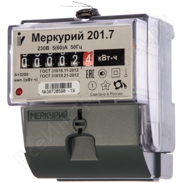 Эл.счётчик Меркурий 201.7 5-60А 220В