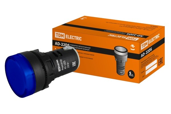 Лампа AD-22DS (LED) матрица d22мм синий 230В TDM