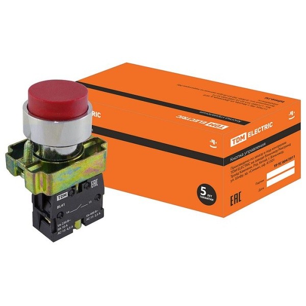 Кнопка BL41 без подсветки, красн.1з TDM