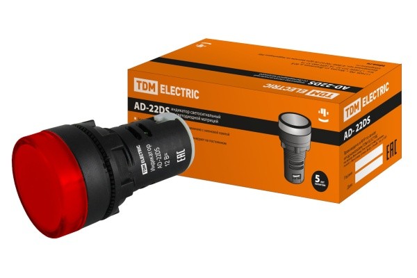 Лампа AD-22DS (LED) матрица d22мм красный 12В AC/DC TDM