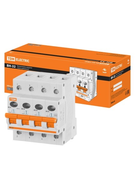 Выключатель нагрузки ВН-32 4Р 100А TDM