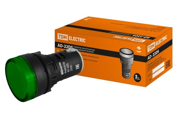 Лампа AD-22DS (LED) матрица d22мм зеленый 230В TDM