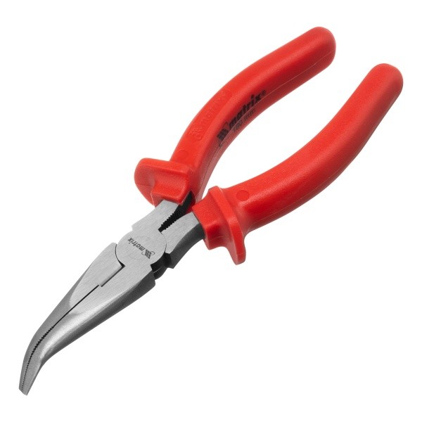 Длинногубцы Econom, 180 мм, изогнутые шлифованные, пластмассовые рукоятки// Matrix