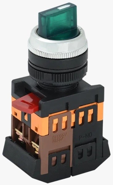 Переключатель АNСLR-22-3 на 3 фикс. полож. зеленый неон/240В I-O 1з+1р IEK